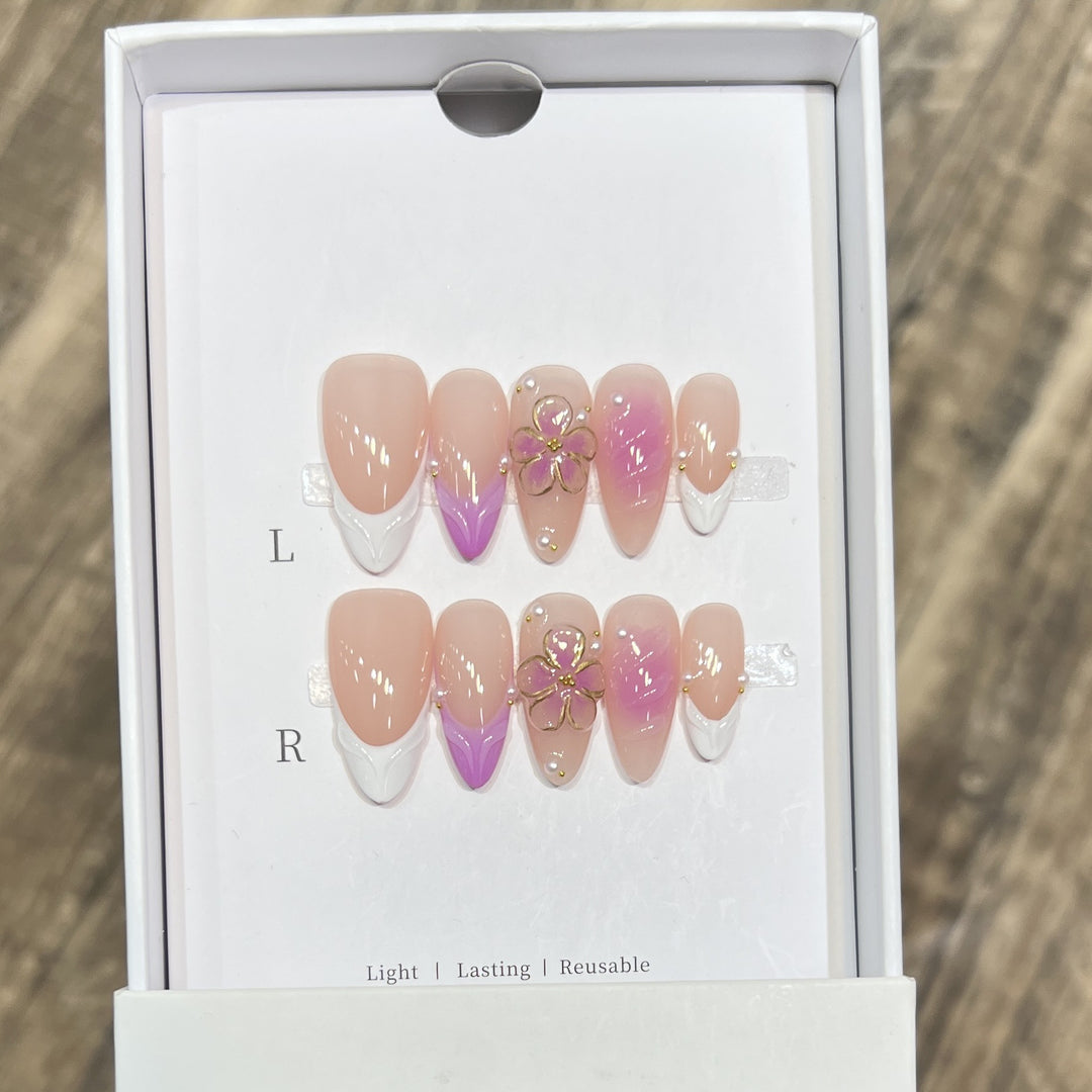 Artistic Floral Press-On Nail Set Kalsten