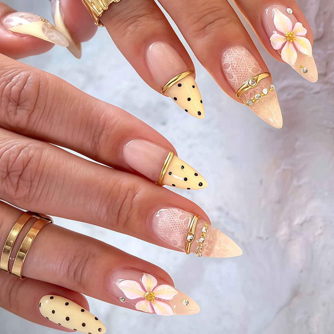Elegant Floral Design Press-On Nail Tips Kalsten