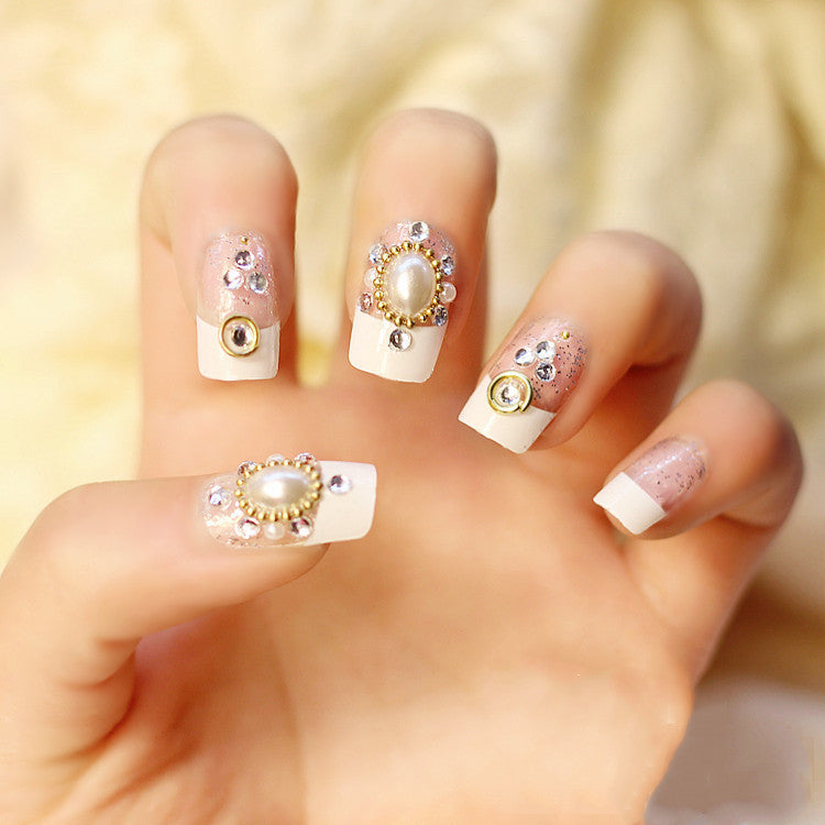 Decorative Gemstone and Bow Press-On Nail Set
