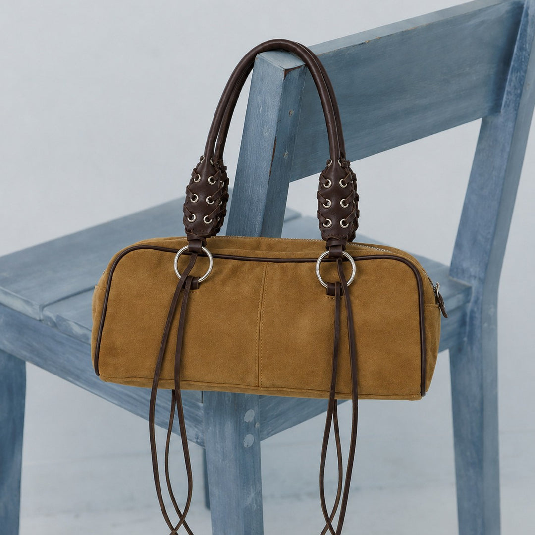 Luxurious Leather Handbag with Braided Straps