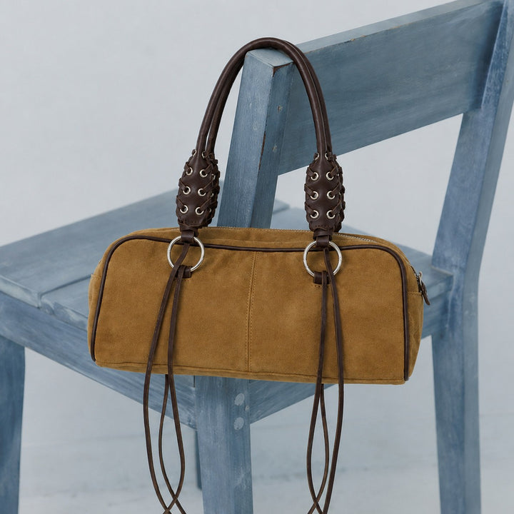 Luxurious Leather Handbag with Braided Straps