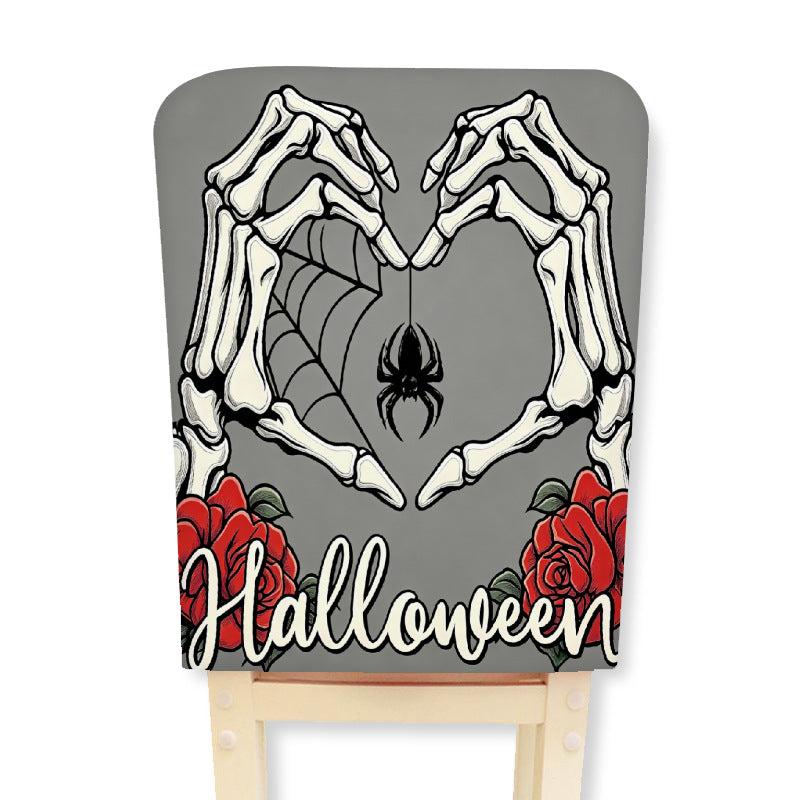 Stretch chair cover for dining chairs with Halloween witch print