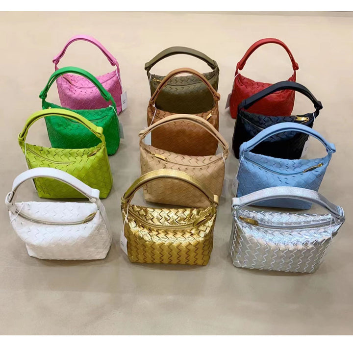 Woven Leather Satchel Bag Kalsten