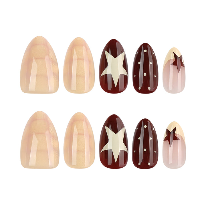 Artful nail art with geometric pattern and festive design Kalsten