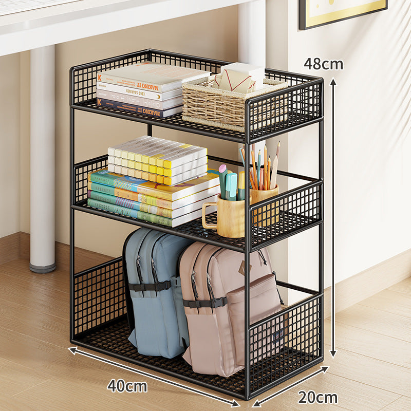 Slim Three-Tier Rolling Mesh Storage Cart with Locking Casters and Ventilated Shelves