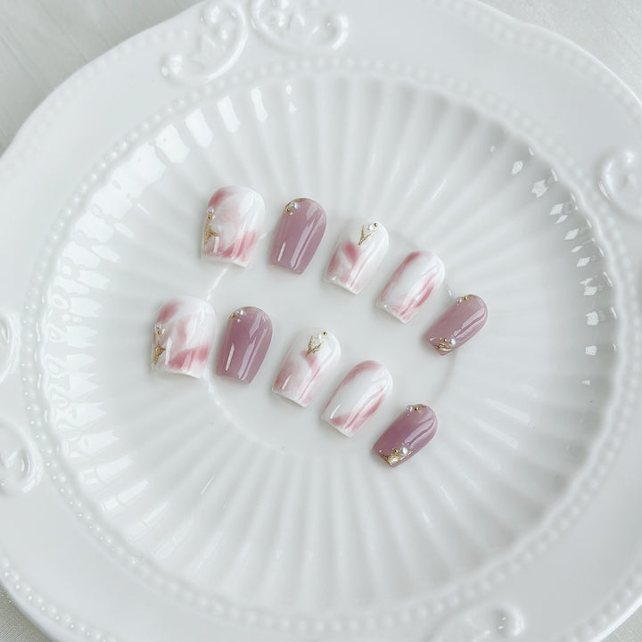 Artistic Marble Effect Press-On Nail Set
