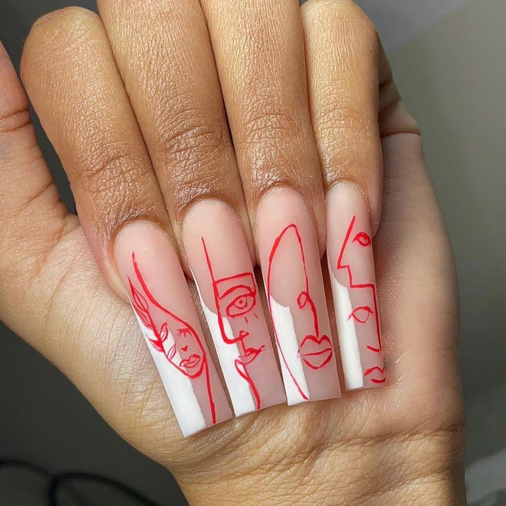 Artful Nail Art with Abstract Line Design Kalsten