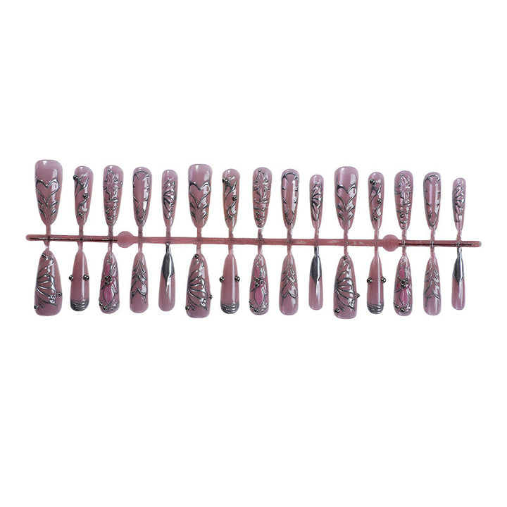 Elegant Artificial Nails with Filigree Patterns Kalsten