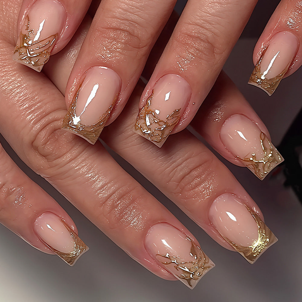 Elegant Marble Tip Acrylic Nail Set Kalsten