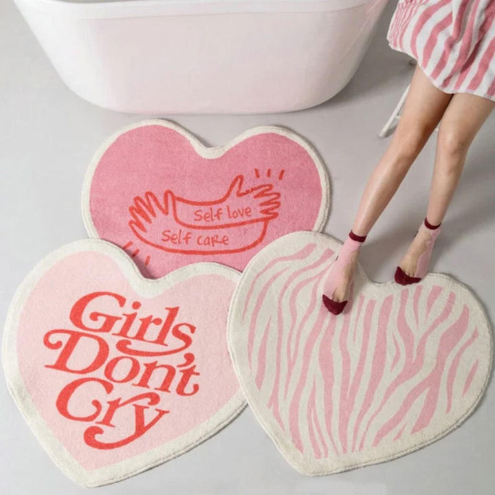 Heart-Shaped Plush Bath Mat