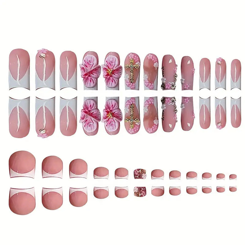 Floral Themed Press-On Nail Set Kalsten