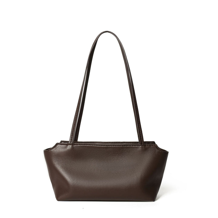 Structured Pebbled Faux-Leather Trapezoid Shoulder Tote with Double Slim Straps