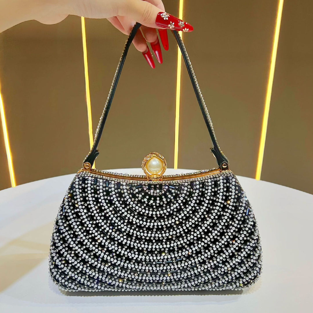 Decorative Crystal-Studded Evening Handbag
