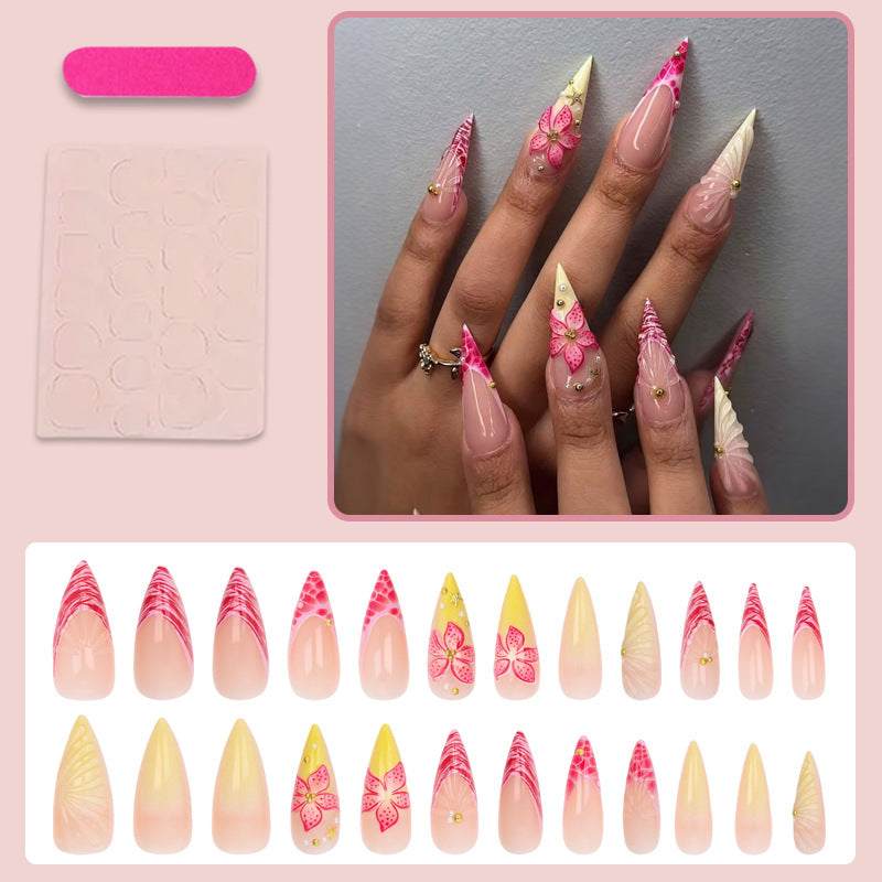 Artificial nail set with creative flower and wave design Kalsten