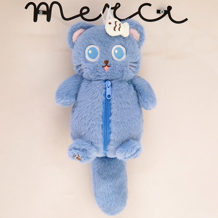 Cozy plush floor seat pouf in cat shape with shape-retaining filling