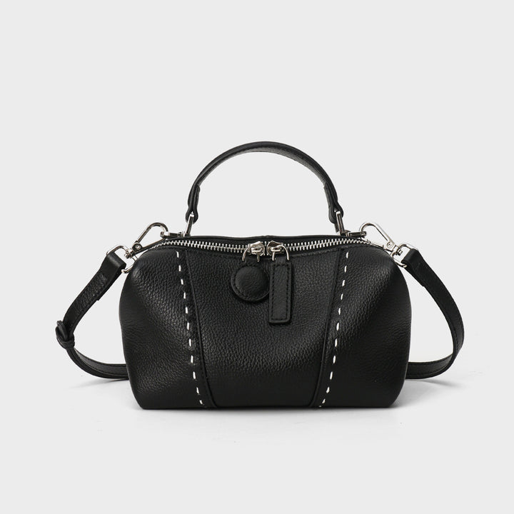 Pebbled Dome Satchel with Detachable Crossbody Strap
