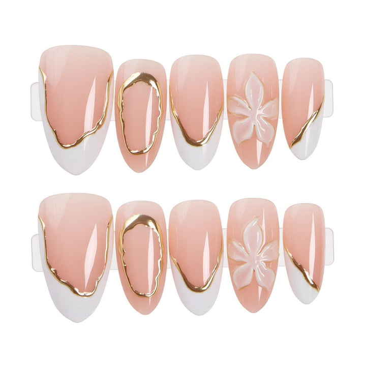 Elegant Press-On Nail Set with Gold Accents Kalsten