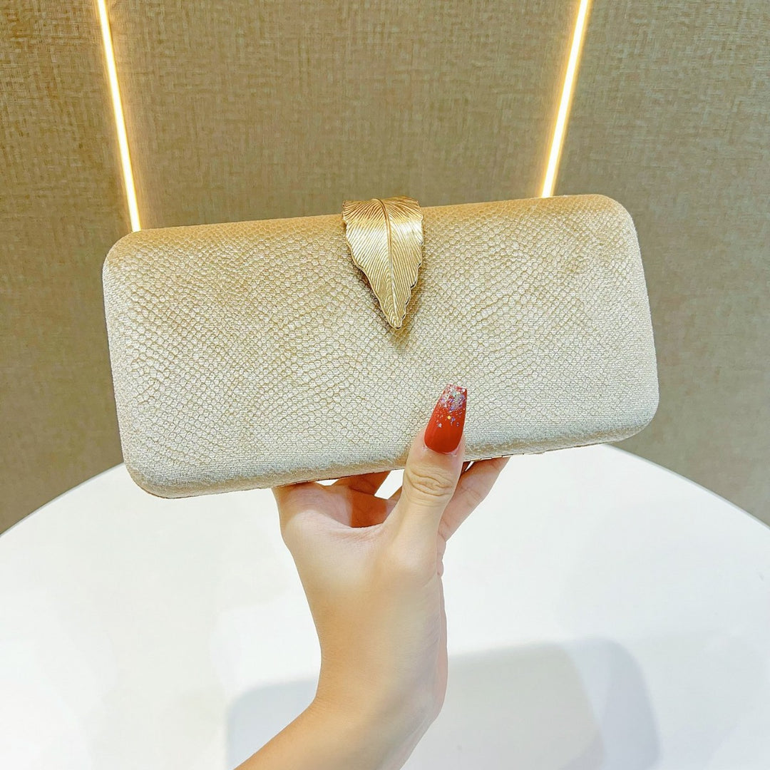 Elegant Leaf-Accent Evening Clutch