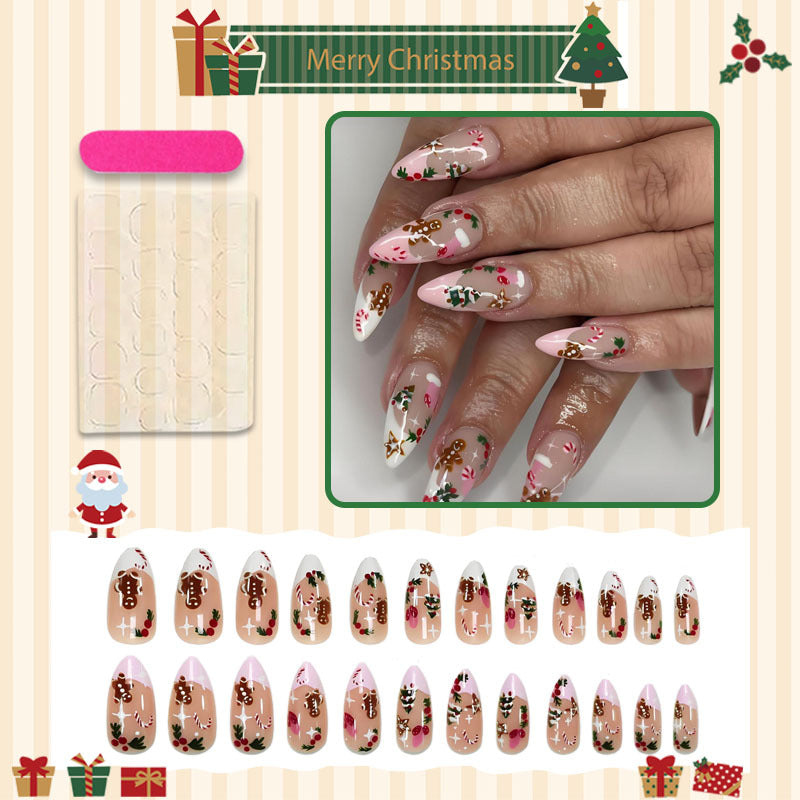 Artificial nail set with festive Christmas motifs and glossy finish Kalsten