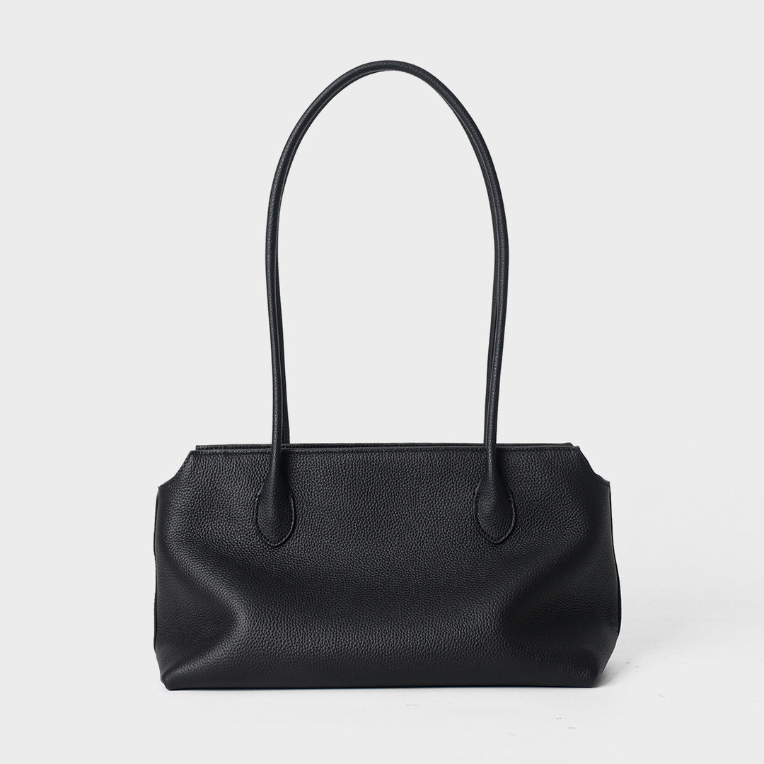 Slim Rectangular Pebbled Tote with Extended Shoulder Straps