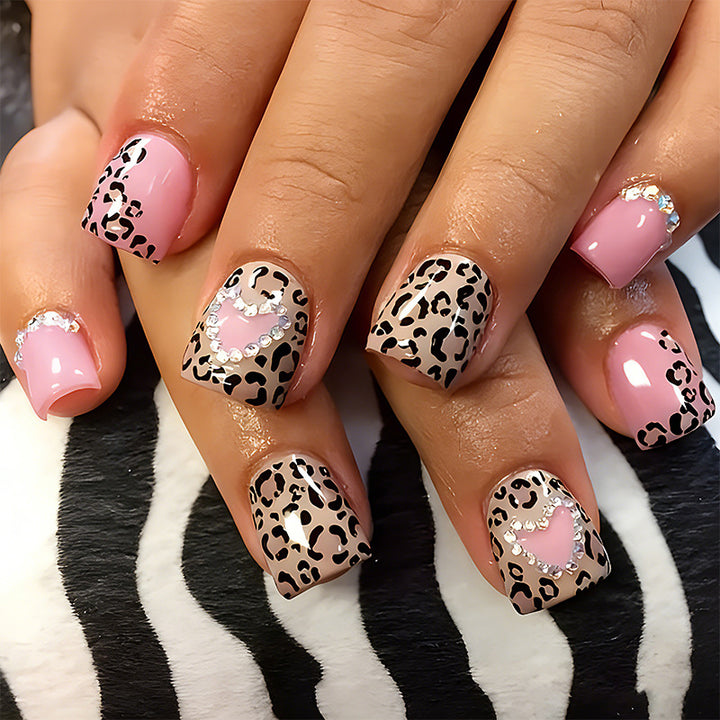 Glamorous artificial nail collection with animal motif and crystal embellishments Kalsten