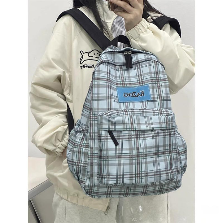 Stylish Plaid Patterned Laptop Backpack Kalsten