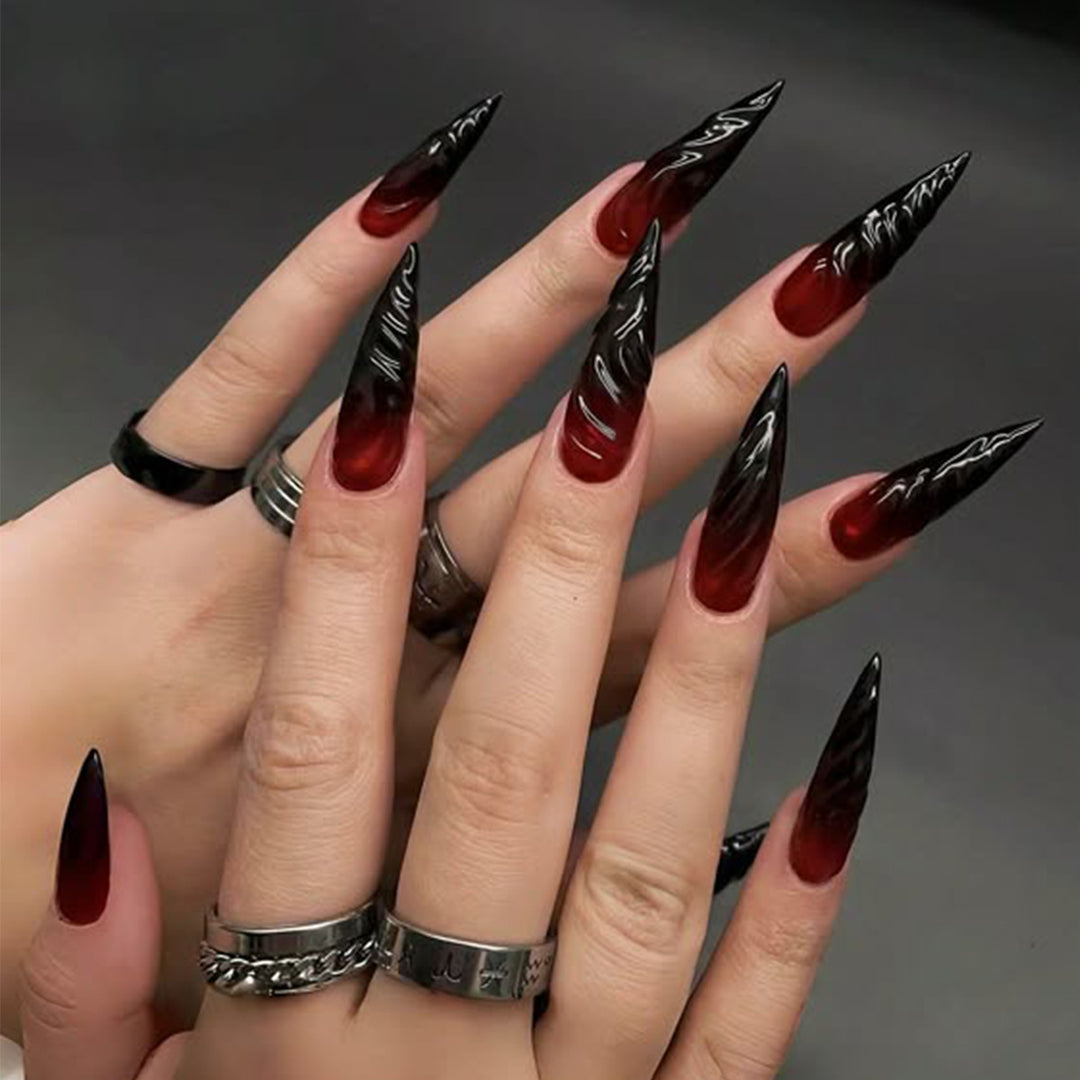 Artistic Stiletto Press-On Nails with Dramatic Ombre Effect Kalsten