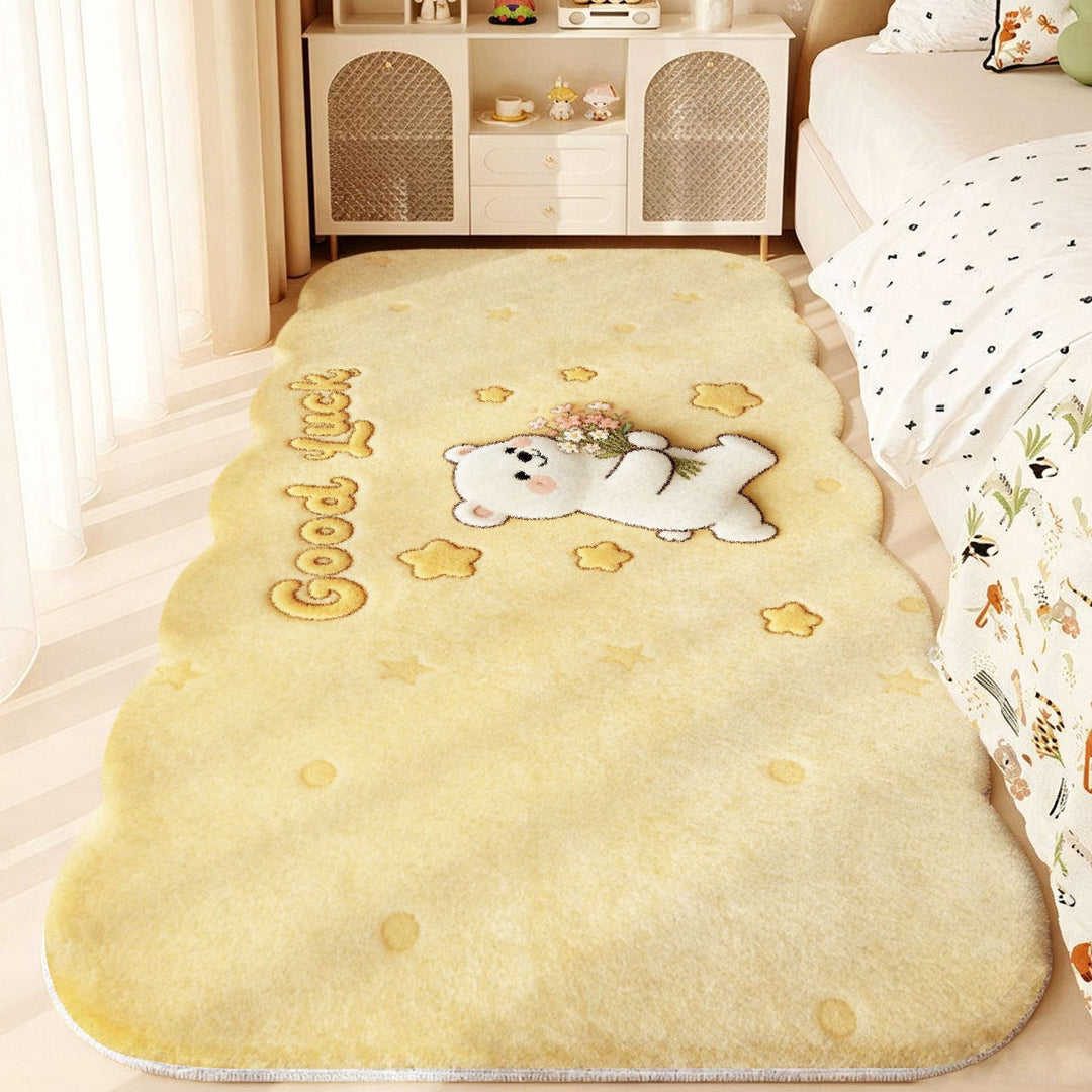Plush Playful Bunny and Mushroom Area Rug