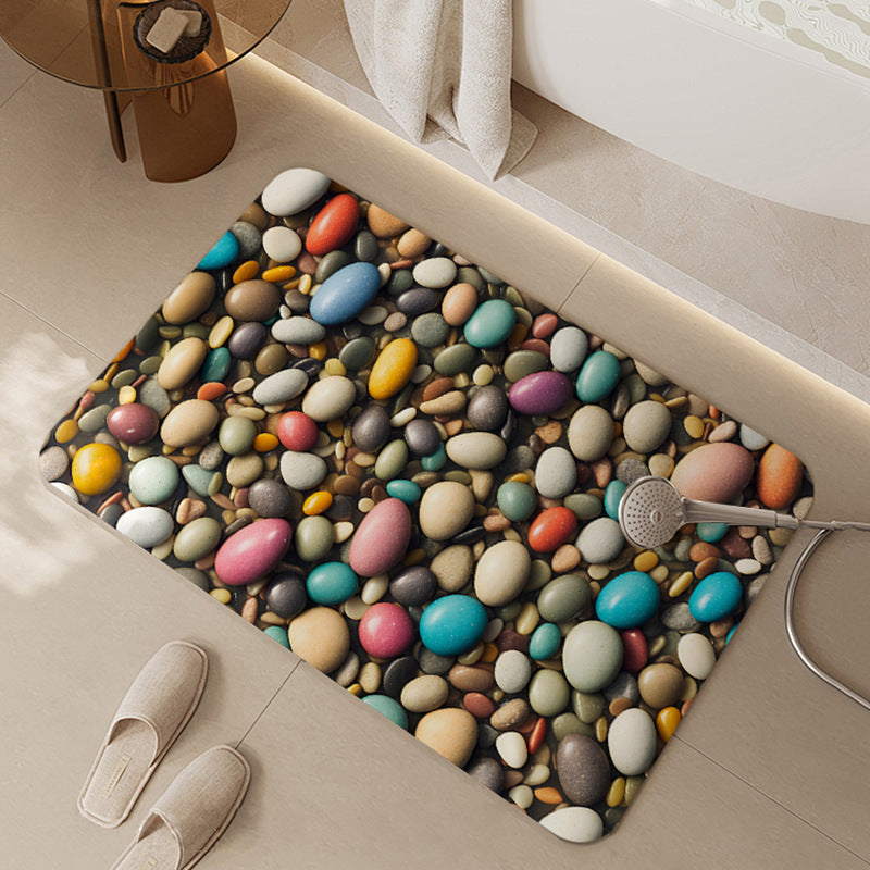 Artistic Floral Print Bath Mat