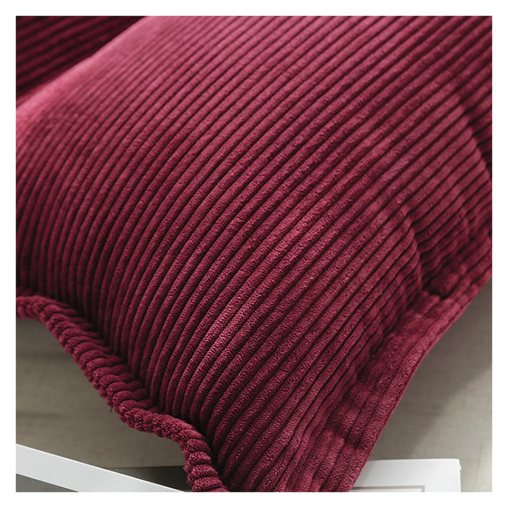 Ribbed Corduroy Square Throw Pillow Cover with Flange Edge and Hidden Zipper