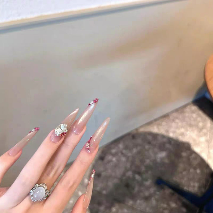Elegant Nail Art Enhancements with Crystal Accents