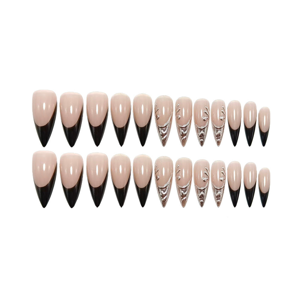Elegant artificial nails with metallic accents Kalsten