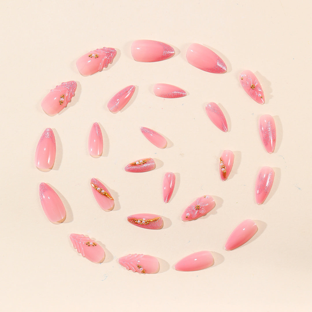 Elegant Floral 3D Acrylic Nail Extensions Kalsten