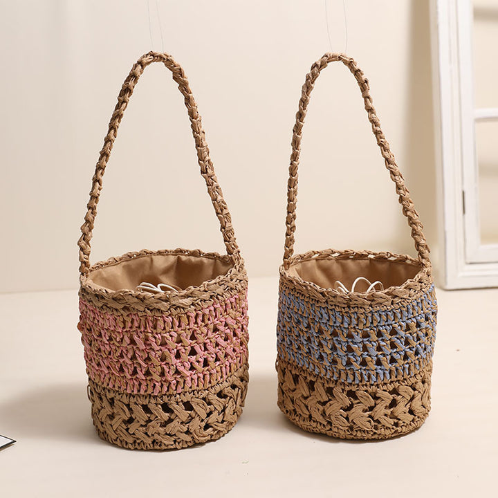 Trendy Handmade Basket Bag with Practical Drawstring Closure Kalsten