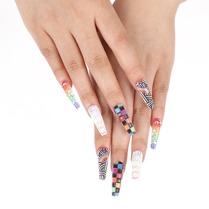 Luxury style artificial nails with intricate decorations Kalsten