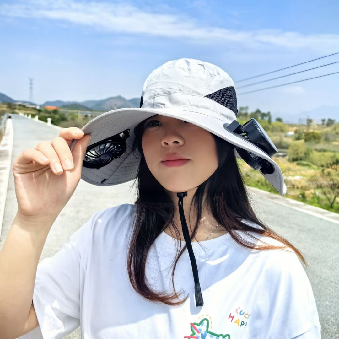 air-cooled sun hat with removable USB fans and wide neck protection Kalsten