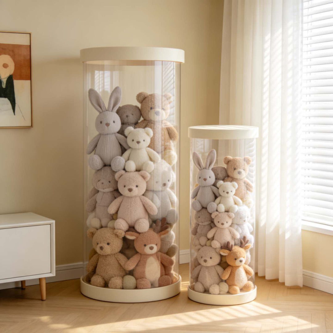 Vertical Transparent Plush Toy Storage Cylinder Organizer