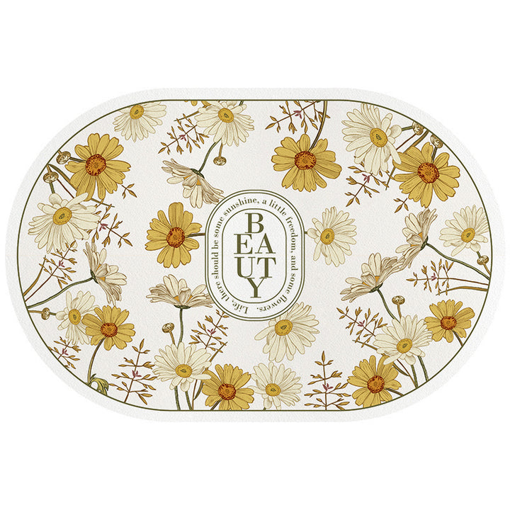 Botanical Print Bathroom Mat for Home
