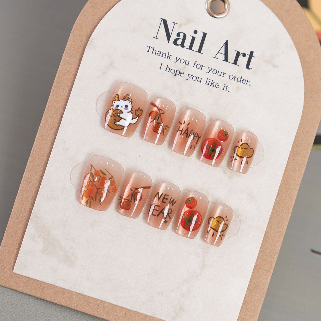 Festive Themed Expressive Press-On Nail Art
