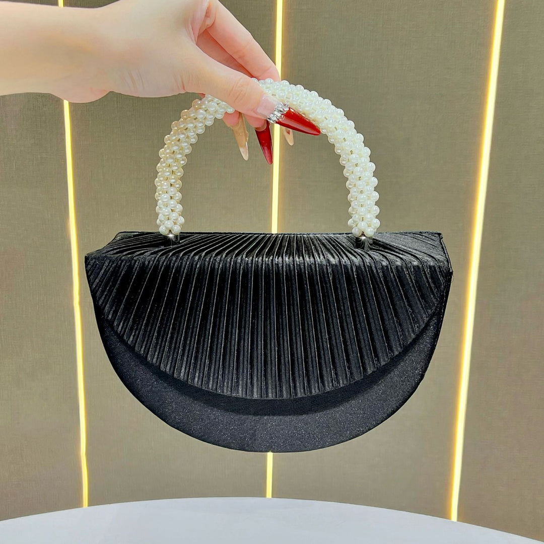 Pleated Satin Clutch Handbag