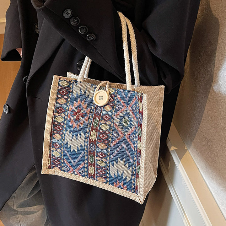 Bohemian Geometric Patterned Tote Bag