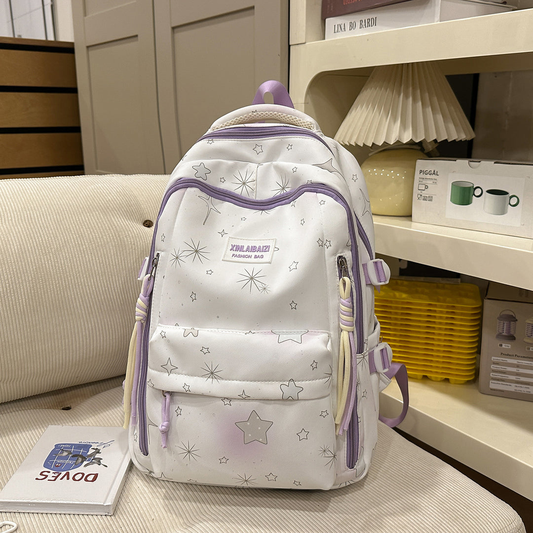 Stylish Star-Embellished School Backpack Kalsten