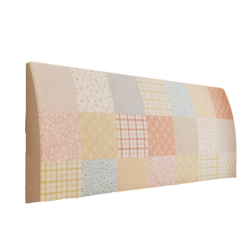 Patchwork Upholstered Headboard Slipcover with Quilted Floral and Plaid Panels
