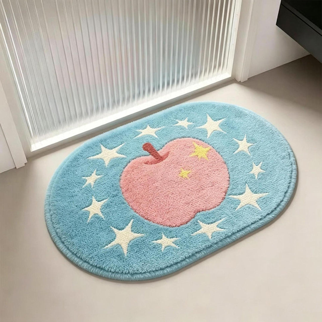 Decorative Apple Themed Bath Mat for Home