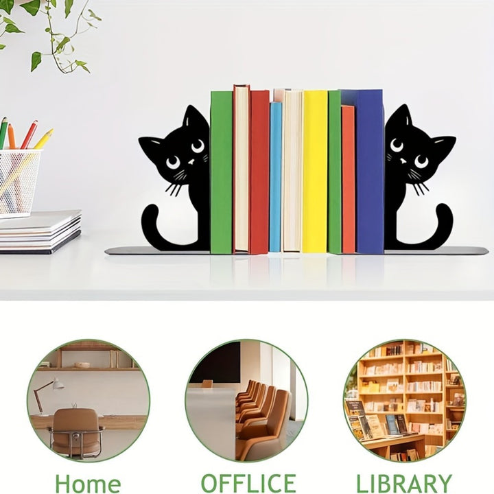 Cat-Themed Metal Bookends