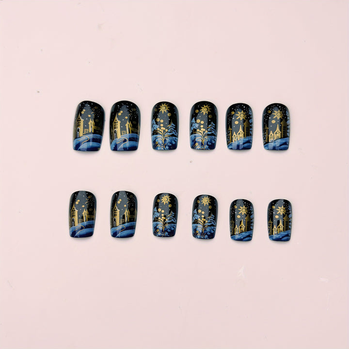 Festive Winter Scene Nail Art Kalsten