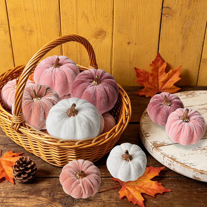 Samth Pumpkin Decoration Figure with Gold-colored Stem