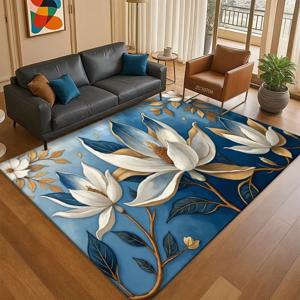 Leaf-Patterned Area Rug Kalsten