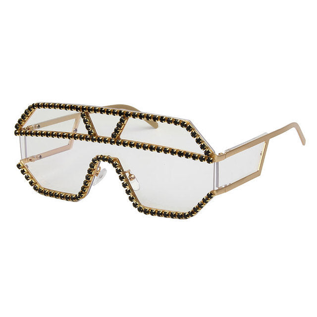 Women's stylish sunglasses with geometric frame and rhinestone embellishment Kalsten