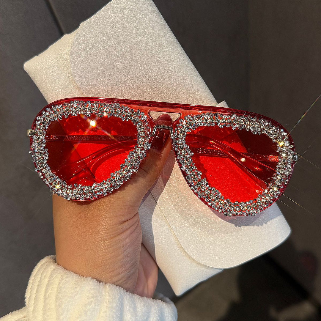 Women's extravagant heart-shaped sunglasses with sparkling rhinestone frame Kalsten